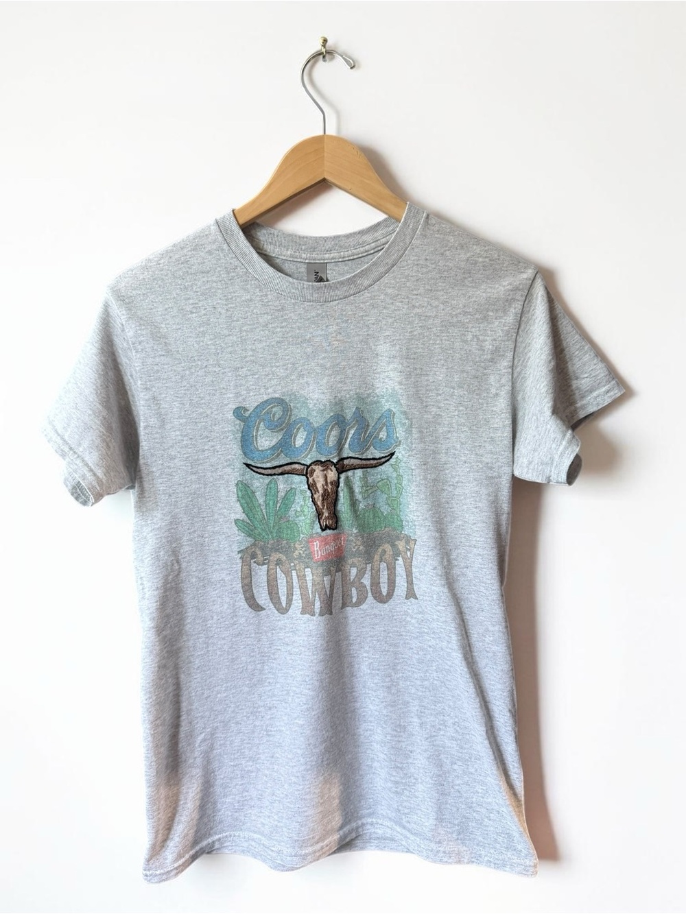 Upcycled Coors Cowboy Graphic Tee - Light Gray